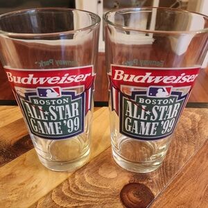 Budweiser All Star Baseball MLB Game July 13 1999 Boston Red Sox Glasses Lot Of2